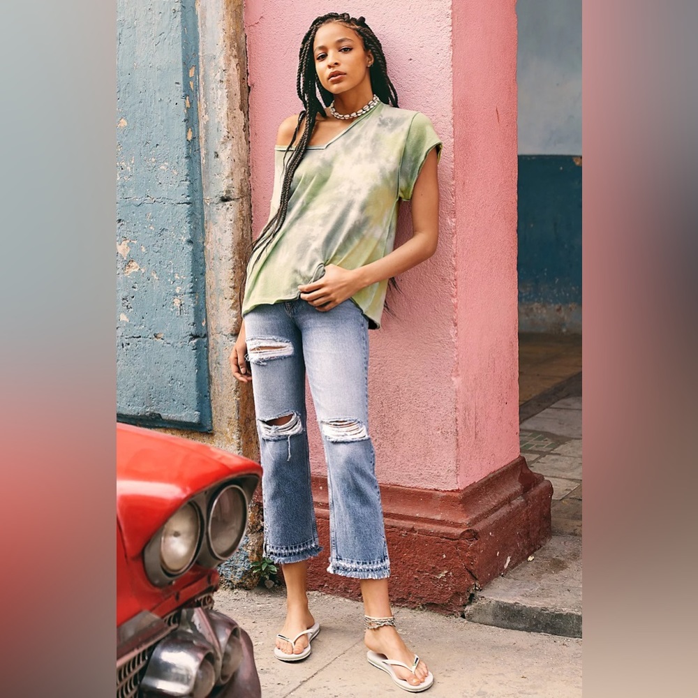 Free People Lita Slim Leg Distressed Jeans - Picture 2 of 10